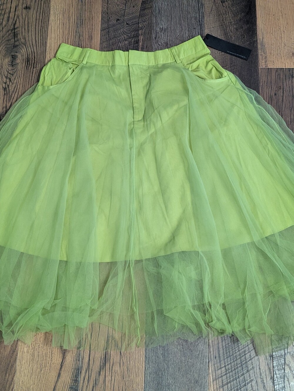 S.DEER Lime Green Tulle Fairycore Skirt 2XL Whimsigoth Asymmetrical Layered